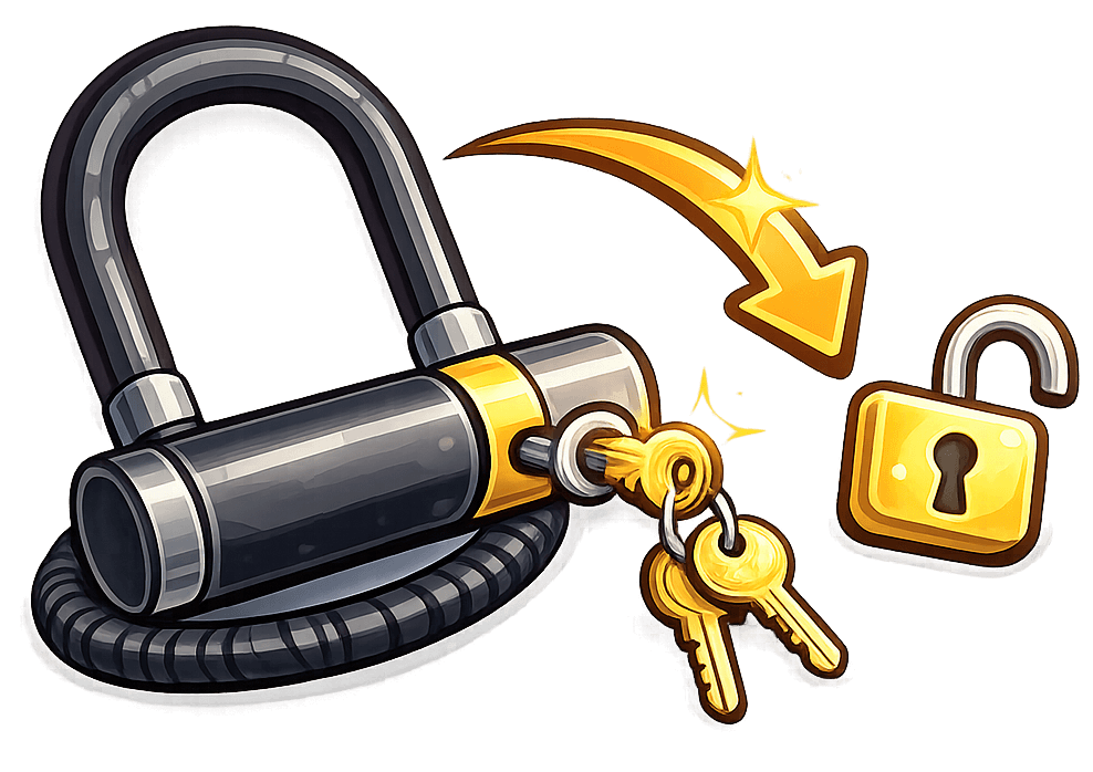 Fahrradschloss öffnen Icon